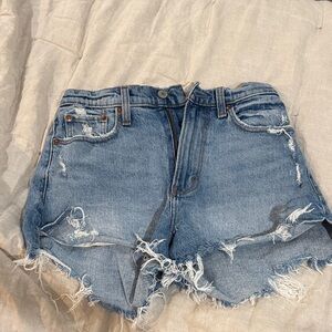 Abercrombie & Fitch Distressed Blue Jean Shorts